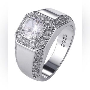 New-925 Sterling Silver Cubic Zircon Size 12 Ring For Men & Women